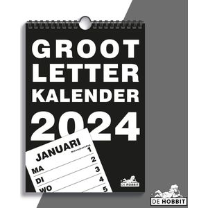 Hobbit Grootletter weekkalender 2024 (A4 formaat) zwart - Kalender Voor Slechtzienden