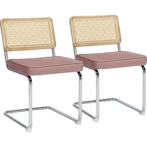 Oviala - Set van 2 donkergroene fluwelen en stalen stoelen