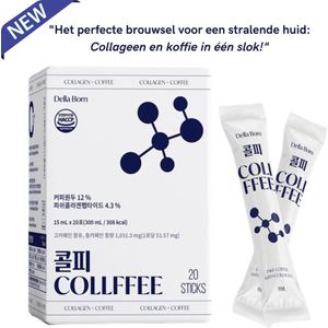 Della Born - Collageen - Vloeistof met Koffie - 20 sachets van 15 ml (700 mg) - Italiaans Viscollageen - Vitamine C - Hyaluronzuur - van hoge Kwaliteit - Koffiesmaak - FSC-keurmerk - Gemaakt in Italië, Frankrijk, VK, Korea