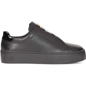 Ladies’ comfortable black grain leather sneakers