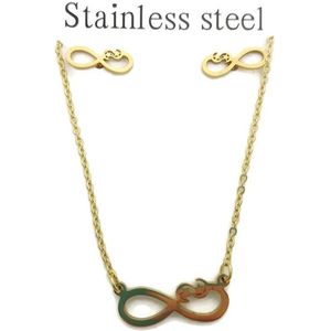 Aramat jewels ® - Sieradenset oorbellen en ketting infinity goudkleurig dames 48cm