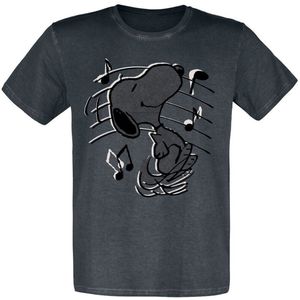 Peanuts Snoopy Music Heren T-shirt - zwart - XXL