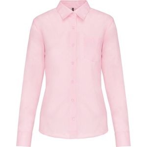 Blouse Dames L Kariban Lange mouw Pale Pink 65% Polyester, 35% Katoen