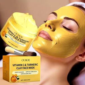 Kurkuma Vitamine C-kleimasker - vitamine C-Clay-gezichtsmasker met kaolin-tint - kurkuma voor donkere vlekken en controle van acne