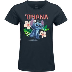Lilo & Stitch Stitch Ohana Dames T-shirt - donkerblauw - M