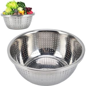 Vergiet Roestvrijstaal Antiroest Valbestendig Voedselafdruiprek - Afvoermand Groenten Pasta Groenteafdruiprek Dichte Afvoergaten - Groenten Fruit (28CM)