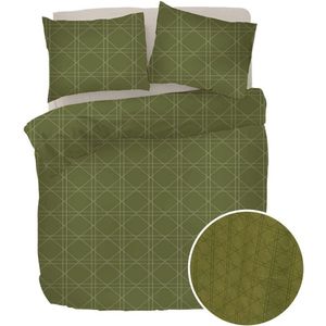 Kayori Shizu Dekbedovertrek - Green Effen Satijn - B 240 x L 200 cm/B 240 x L 220 cm - Lits-jumeaux Anti-allergisch - KAY004516-B 240 x L 200/220 cm