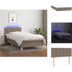 vidaXL Bed - Taupe - Boxspring - 80x200 cm - Met LED - Bed