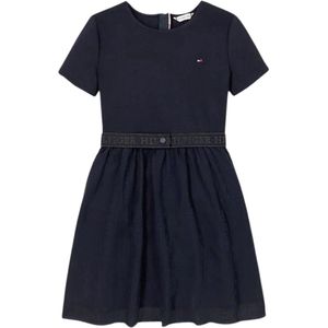 Tommy Hilfiger Kids Jurk met Tule - Girls - Donkerblauw - 16 jaar