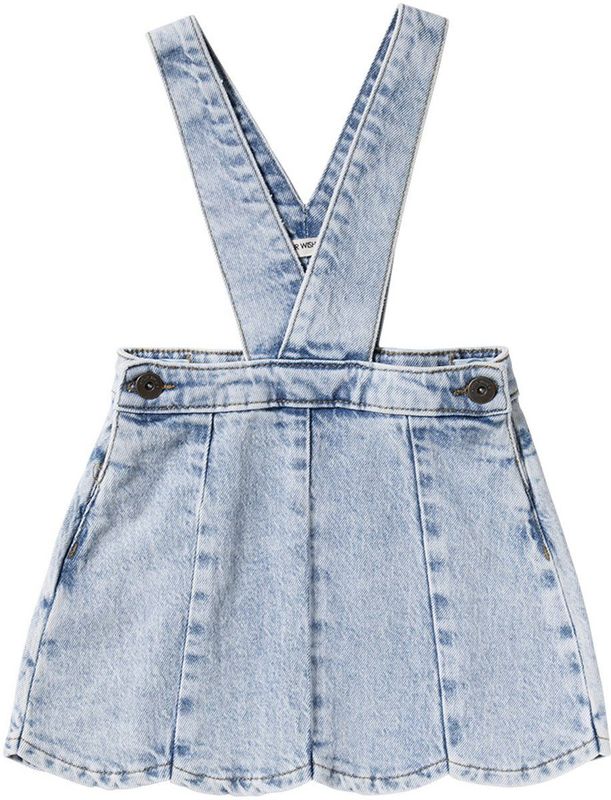 Your Wishes - Scallop Salopette Dress - Stretch Denim - Sky Blue