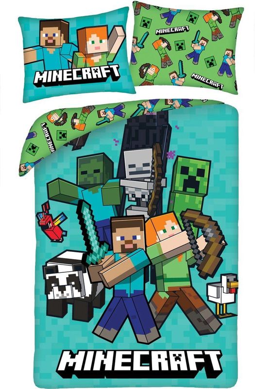 Minecraft - Dekbedovertrek Fight Mode - Polyester - 140 x 200 cm - 70 x 90 cm