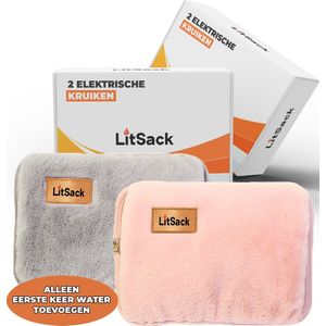 LitSack Elektrische Kruik – Kruik – Warmtekussen – Warmwaterkruik – Kruik met Hoes – Baby Kruik – 2 stuks – Incl. Handenwarmer – Draadloos – Oplaadbaar – Warmtekruik – Kruik voor in Bed – Pro versie