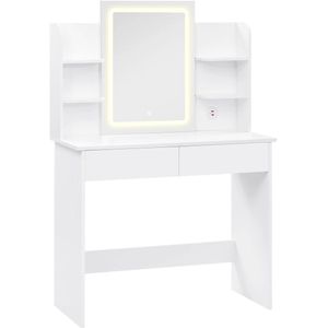 Boleen - Moderne Make Up Tafel met LED Spiegel - Make Up Tafel met Spiegel - Makeup Tafel -Met 2 USB Poorten - 90x135x40cm