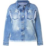 Angel of Style - Dames - Denim jas sterren glittersteentjes - Blue stone - Maat 44