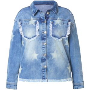 Angel of Style - Dames - Denim jas sterren glittersteentjes - Blue stone - Maat 44