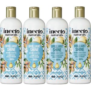 Inecto Naturals - 2 x Argan Shampoo + 2 x Argan Conditioner - 4 x 500 ml - 4 Pak