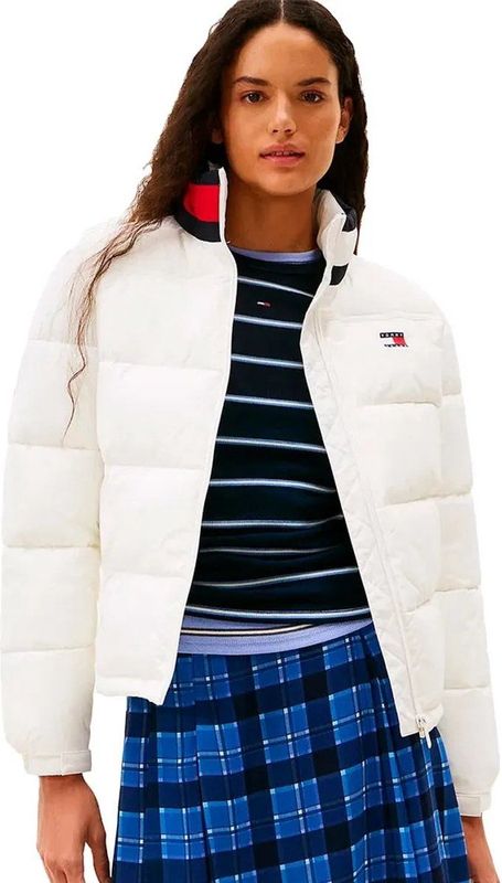 Tommy Jeans Tussenjas 'ESS'  rood / zwart / wit