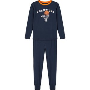 NAME IT - NKMNIGHTSET - Jongens Pyjamaset - Donkerblauw - Basketbal Print