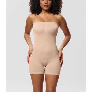 Wow Peach - New Shapewear Bodysuit Short - Shaper - Fit - Comfort - Elastisch - Strapless - Afneembare Schouderbandjes - Nude - Medium