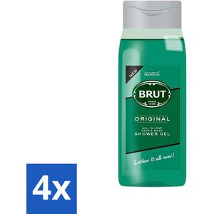 Brut - Douchemiddel - All in One Haar en Body - Original - Verzorgend & Verfrissend - 500ml - Voordeelverpakking - 4 stuks