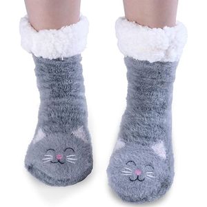 Huissokken (2 paar) - Vloersokken - Pantoffelsokken - Dames Huissokken - Comfortabel en Warm - Schattige Dierenprint - Kerstcadeau