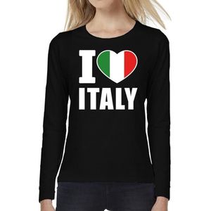 I love Italy supporter t-shirt met lange mouwen / long sleeves voor dames - zwart - Italie landen shirtjes - Italiaanse fan kleding dames L