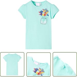 vidaXL Meisjeshemd - Kinderhemd - Kindershirt 92 lichtmint - Jongenshemd - Zomerhemd - Kortmouwig Hemd