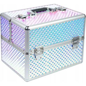 Beautycase - Nagel koffer - Make Up koffer XL Formaat - Hologram Unicorn Rainbow Design Paars /Roze 1 - dit model is zeer geschikt om een UV of LED lamp in mee te nemen - Alleen bij ONS verkrijgbaar
