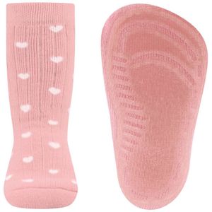 Antislipsokken Ewers - Roze met Witte Hartjes - Rib - Elastisch - Siliconenzool-25/26