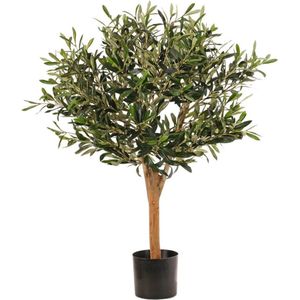 Olijfboom - oleander - kunstplant - echte houten stam - 75cm hoog - 1248 blaadjes - 30 olijven