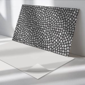 Wallfluent Vinyl Wandpaneel - Mozaïekpatroon PVC Muurpaneel - 100 cm x 50 cm - Zwart en wit PVC wandpaneel - 1 stuk - Rechthoekig Wandbekleding Vinyl - Texturen Wandpaneel - Zelfklevende Wandbekleding - Wandpaneel Keuken en Badkamer