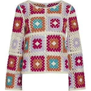 Vila Trui Vileah L/s Crochet Top / W 14102924 Birch/multi Color Dames Maat - M