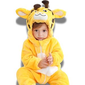 BoefieBoef Giraffe Dieren Baby Onesie Romper Pyjama - Carnaval - Baby & Peuter Verkleedkleding - Verkleedkostuum - Kinder Dierenpak - Dreumes Kruippak - Boxpak - Baby & Dreumes & Peuter 6-18 maanden