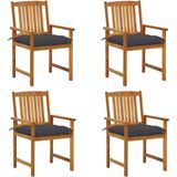 vidaXL - Tuinstoelen - 4 - st - met - kussens - massief - acaciahout