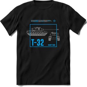 T32 Heavy tank leger T-Shirt | Unisex Army Tank Kleding | Dames / Heren Tanks ww2 shirt | Blueprint | Grappig bouwpakket Cadeau - Zwart - XXL