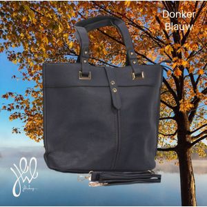 YehWang - Schouder Handtas Tas - Skai Leer - meerdere vakken - Donker Blauw - 40x33 cm - Volwassenen - Unisex - Casual Feest - Zakelijk