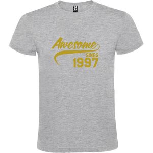 Grijs  T shirt met  ""Awesome sinds 1997"" print Goud size XL