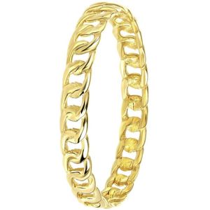 Lucardi Dames Ring met gourmetschakel - Ring - Cadeau - 9 Karaat - Geelgoud
