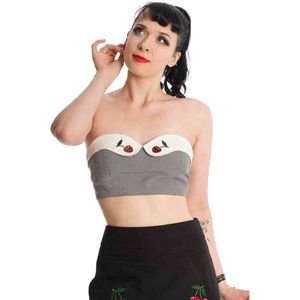 Banned Crop top -L- BITTER SWEET CHERRY Zwart