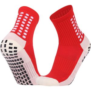 Heren Voetbal Sokken - Gripsokken - 3 paar - sportsokken - voetbal - one size 39-45 - Stevige en Comfortabele Sokken - Antislip Sokken voor Voetbal Basketbal Hockey Rugby Sport - antislip - rood