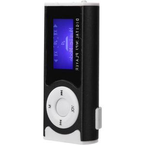 Draagbare Sport Mini Back-clip Lcd Mp3-speler - Muziek Mediaspeler met Oortelefoon en USB-kabel - 6 Uur Speelduur - 300 MAh - Zwart .