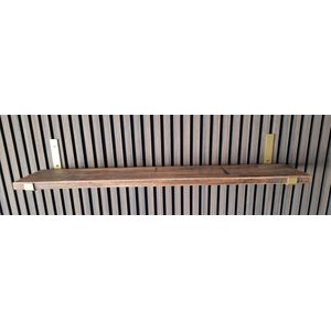 Hoexs - Mangohout - 80 cm - Inclusief Metalen Plankdragers Goud - Industrieel - Wandplank - Decoratie - Keukenplank