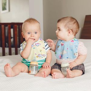 Babyslabbetjes, Dribble slabbetjes, absorberend slabbetjes met verstelbare drukknop, mousseline halsdoek voor baby's, zachte kwijlslabbetjes voor jongens en meisjes
