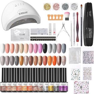 Complete gelaatsnagelset - 48W UV/LED-lamp met 28 trendy kleuren gellak voor thuis manicure