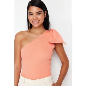 Trendyol Oranje Gebreide Blouse Met Enkele Mouw En Strik Tprss22Bz0166