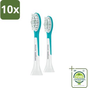 10 x Philips Sonicare - Opzetborstels - For Kids Standard - Voor Kinderen - 2 opzetborstels - HX6042/33 - Grootverpakking - Philips Sonicare - Tandenborstel Voor Kinderen - Tandenpoetsen - Kinder Tandenborstel - Elektrische Tandenborstel