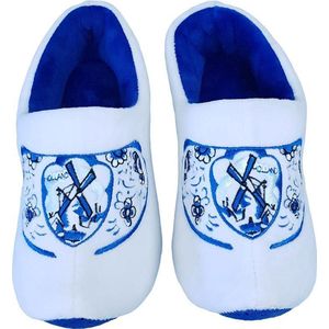 Elcee-Haly – Klomp sloffen – Delftsblauwe Pantoffel klomp met molen decor – Warme sloffen –Blauw/Wit – Maat 39-41