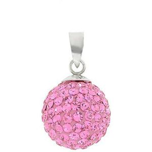 Blinx Jewels Zilveren Hanger Roze Bol Steentjes Strass