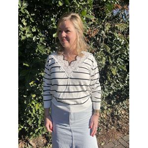 Hill Fashion - Trui - Marina - Wit/Zwart - Maat one-size