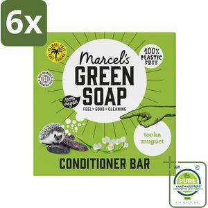 Marcel's Green Soap - Conditioner Bar - Tonka & Muguet - Krachtige werking - 60 gr - Voordeelverpakking - 6 stuks - Haar conditioner bar - Conditioner bar